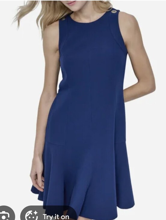 Dkny Dresses & Skirts - NWT DKNY Blue Fit & Flare Dress Women Size 8 Sleeveless Knee Length Career $139